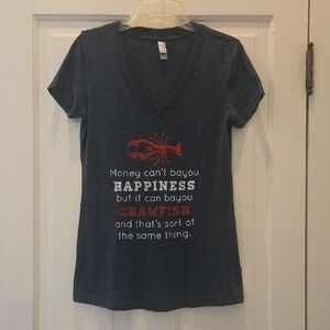 Cute Blue, V Neck, Crawfish Tee Shirt By Next Level Apparel. Great Condition!🦞